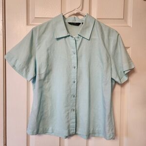 Eddie Bauer Linen Blend Short Sleeve Button Up Shirt | Women’s Medium | Like New